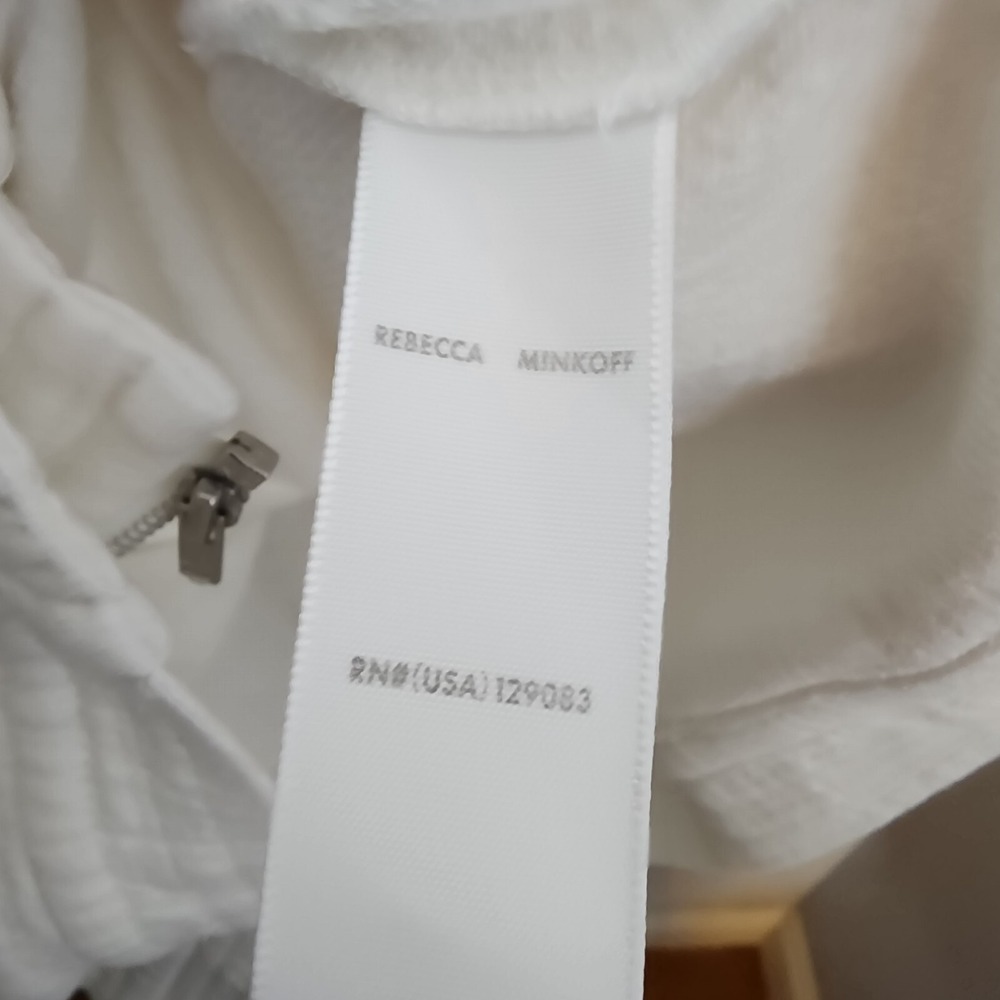 Rebecca Minkoff Dress L White Sleeveless Cotton Belted Mini Summer Style - Picture 6 of 9